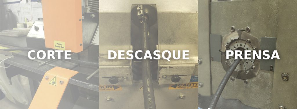 Máquina de corte descasque e prensa