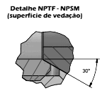 Superfície de Vedação roscas NPT e NPSM